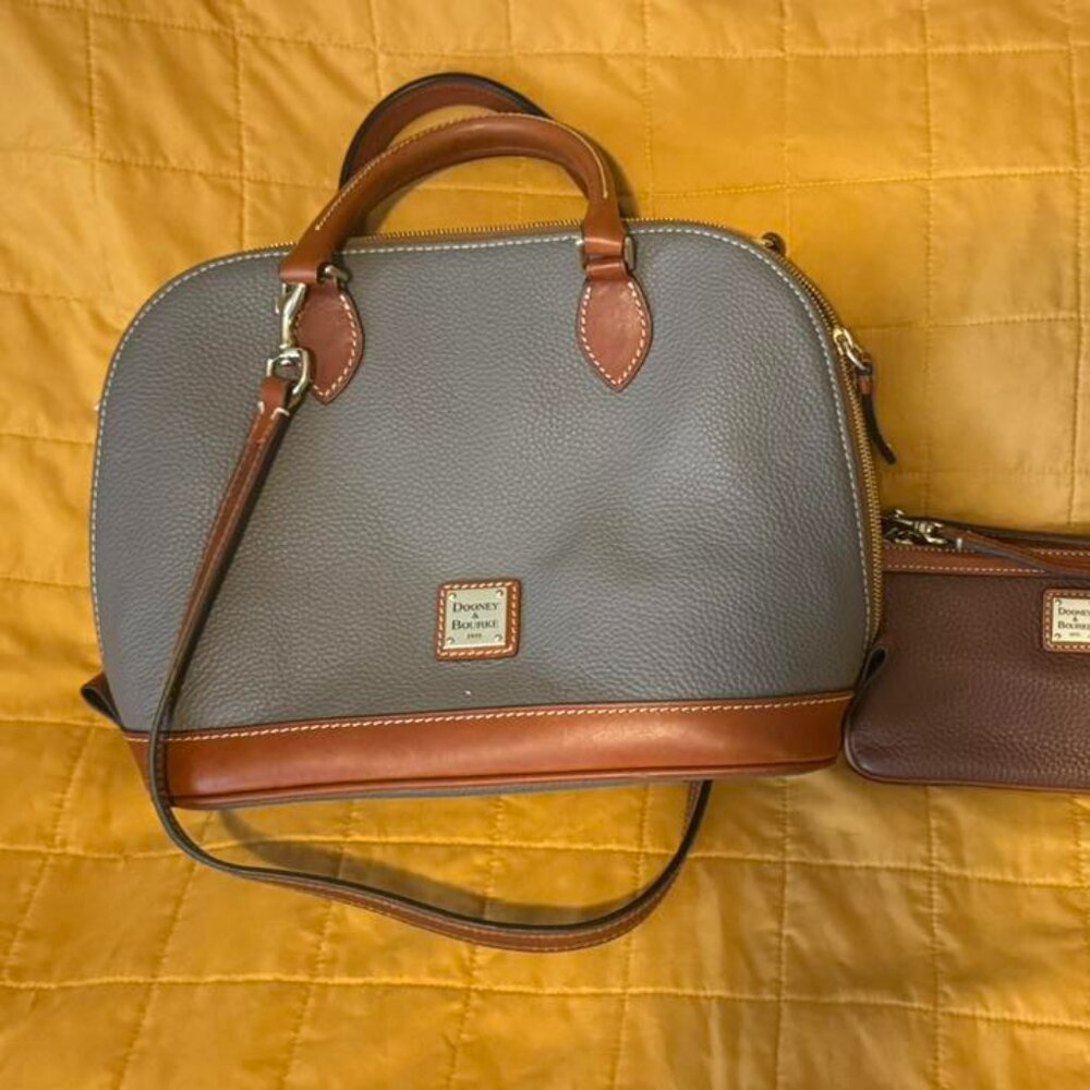 Dooney & Bourke Zip Zip Dome Satchel WITH Wristlet Wallet in Elephant